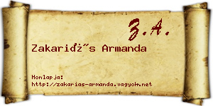 Zakariás Armanda névjegykártya